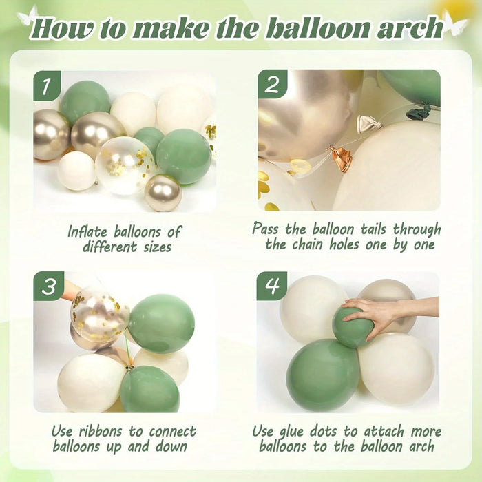 118Pcs Sage Green Decoration Set Gold Rain Curtain Suitable For Engagement Proposal Birthday Mother'S Day Anniversary Decoration