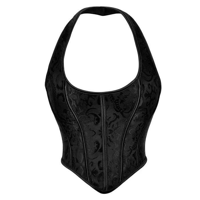 Black Corset Vest For Women Slimming Chest Binder With Halterneck