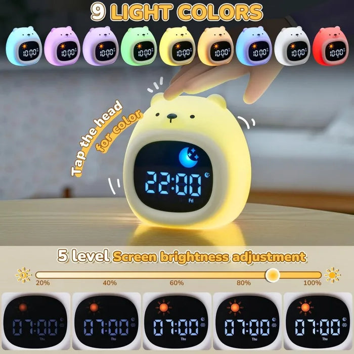 Kids Sleep Training Clock With Night Light & White Noise 9 Colors