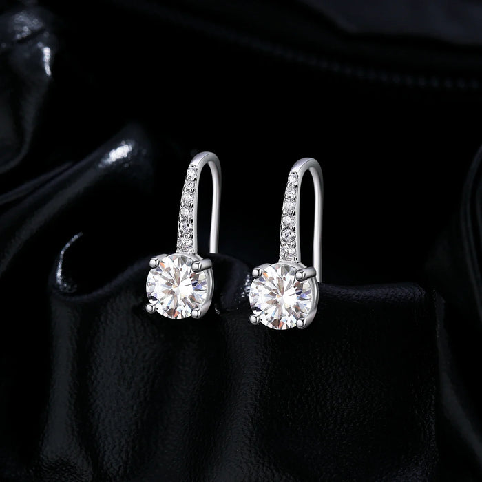 925 Sterling Silver D-Colour Moissanite Drop Earrings