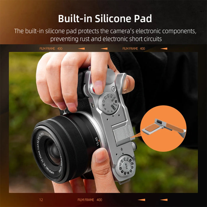 Metal Thumbs Up Hand Grip Hot Shoe Cover For Fujifilm X-M5 With Shutter Release Button Built-In Silicone Pads Camera Accessories