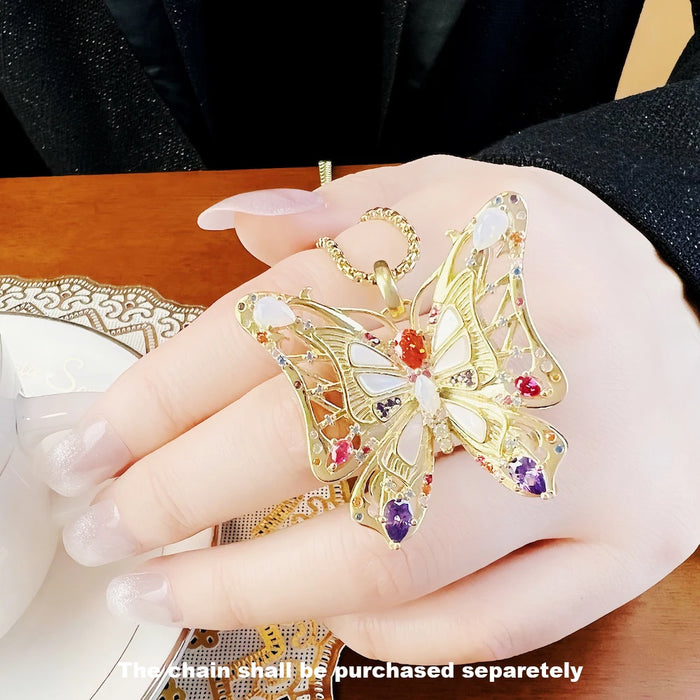 925 Sterling Silver Golden Butterfly Pendant Accessory For Women