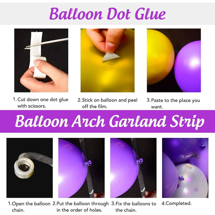 127Pcs Eid Purple And Goldballoon Arch Set Suitable For Decorating Family Gatherings Birthday Parties And Other Scenes During Eid