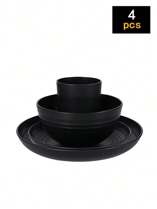 4 / 16 / 24 Piece Reusable Plastic Tableware Set For Family Picnics & School Supplies