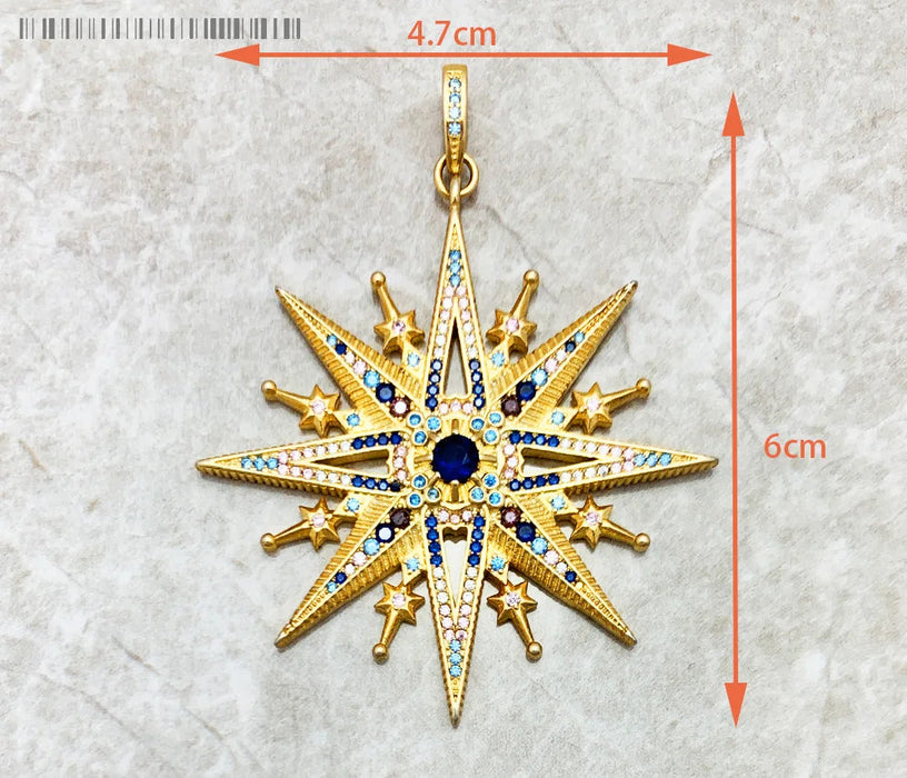 925 Sterling Silver Sun Star Cz Pave Pendant Fine Jewelry For Men & Women