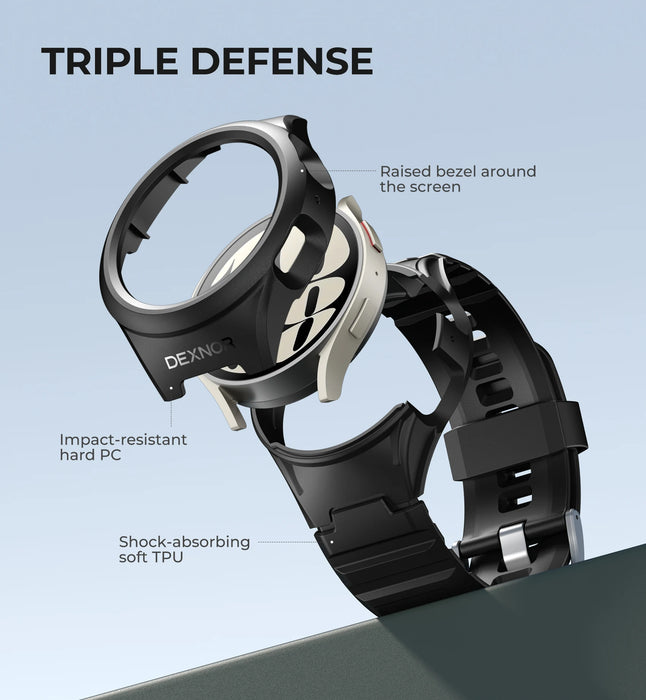 For Samsung Galaxy Watch 6 With Case 40Mm Adjustable Watch Band Rugged Grade Shockproof Uni-Body Design Case