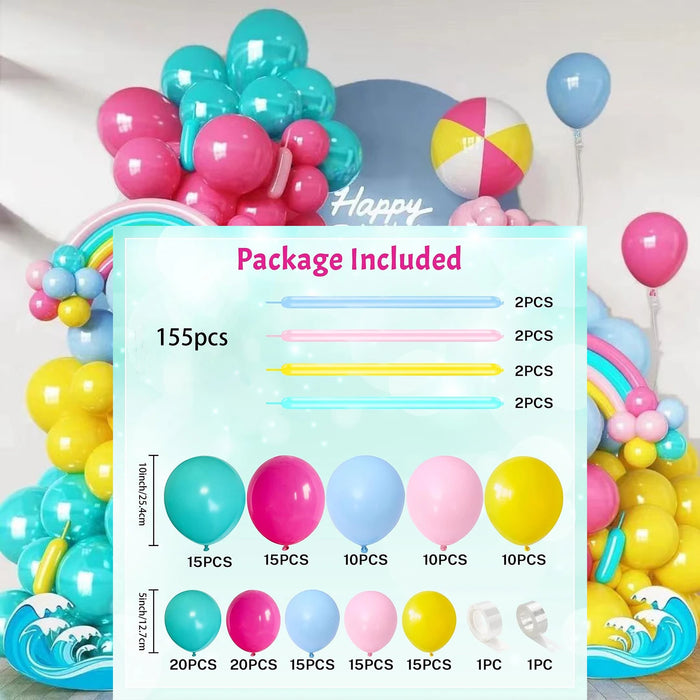 Neon Rainbow Balloon Arch Set Is Suitable For Summer Tropical Bbq Party Decoration Pool Birthday Decoration Many Other Occasions