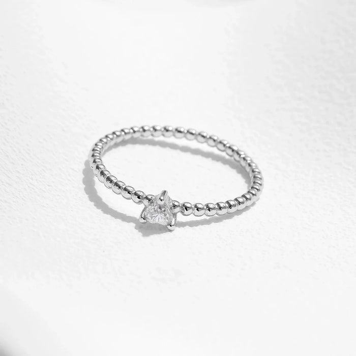 925 Sterling Silver Heart Moissanite Engagement Ring