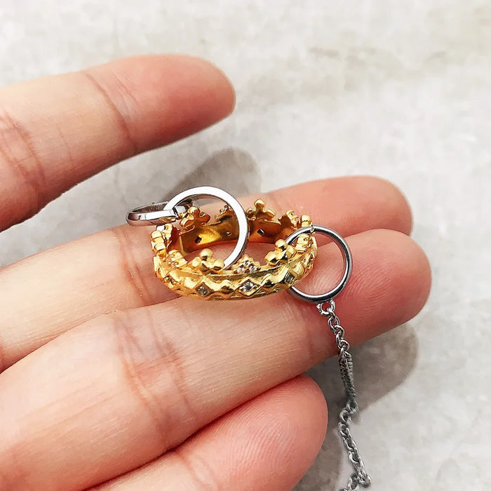 925 Sterling Silver Gold Link Chain Necklace Elegant Romantic Gift For Women