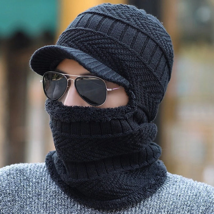 Men Winter Knit Hat With Ear Protection Windproof & Warm Baseball Cap For Outdoor Riding