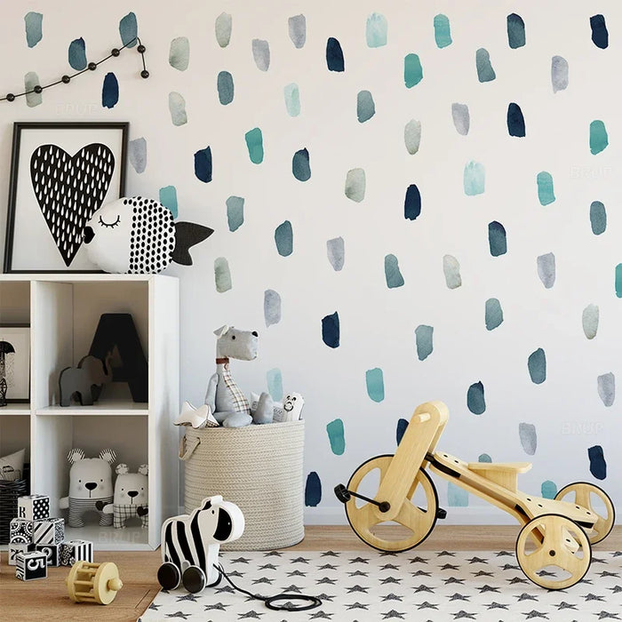 25 Watercolour Paint Strokes Wall Stickers For Kids Room Decor