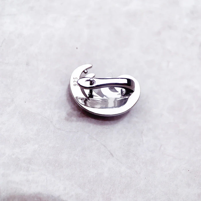 925 Sterling Silver White Wave Ear Clip Ocean Inspired Jewelry