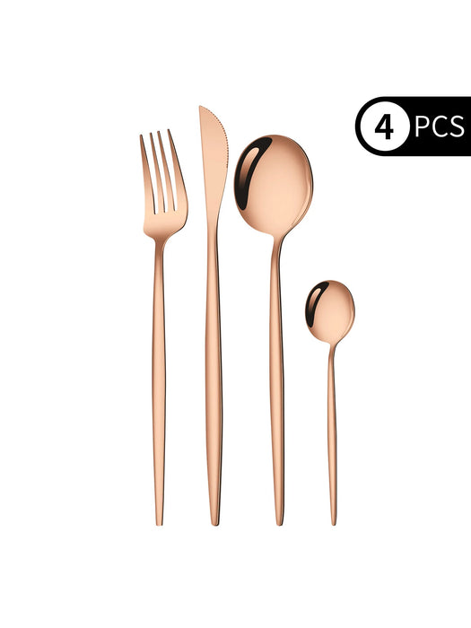 4 Piece Black Gold Stainless Steel Cutlery Set