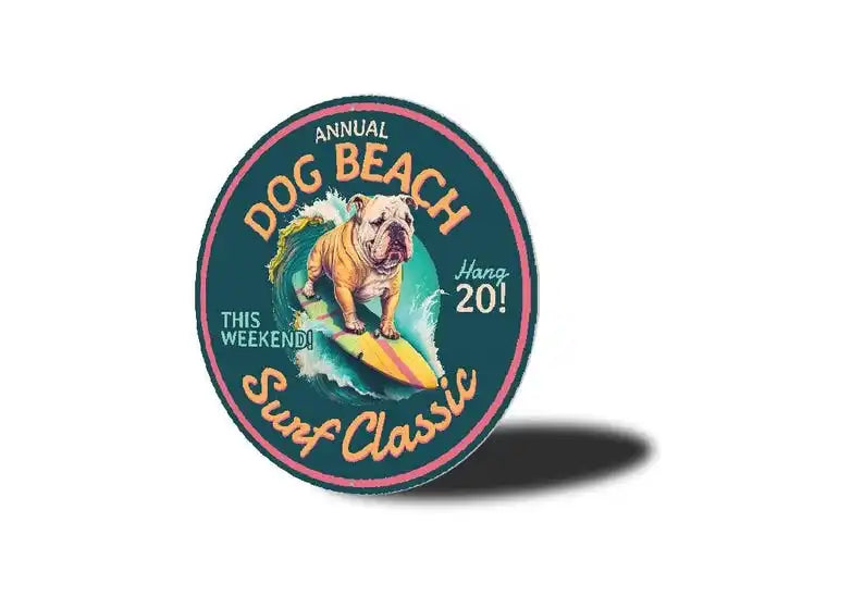 Dog Beach Surf Classic Sign Canine Surfing Event Decor
