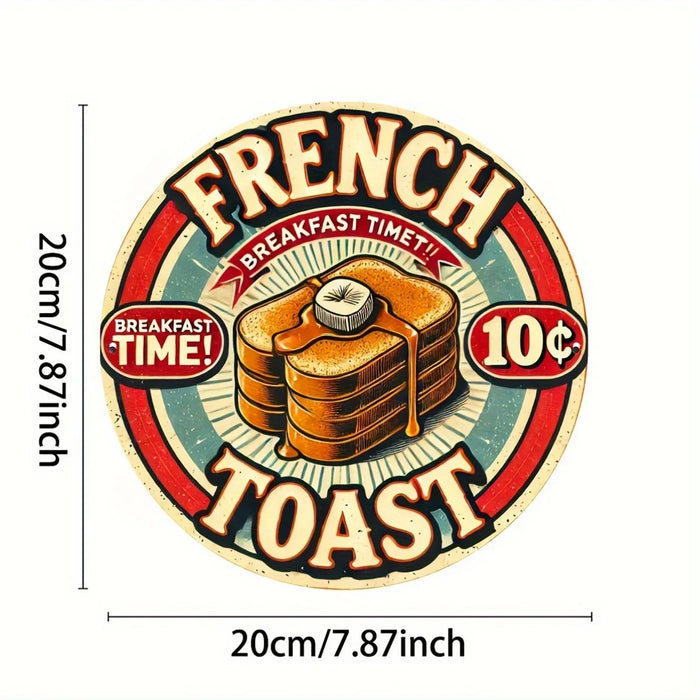 French Breakfast Time Tin Sign 8X8 Inch Inch Retro Wall Art Waterproof