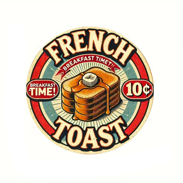 French Breakfast Time Tin Sign 8X8 Inch Inch Retro Wall Art Waterproof