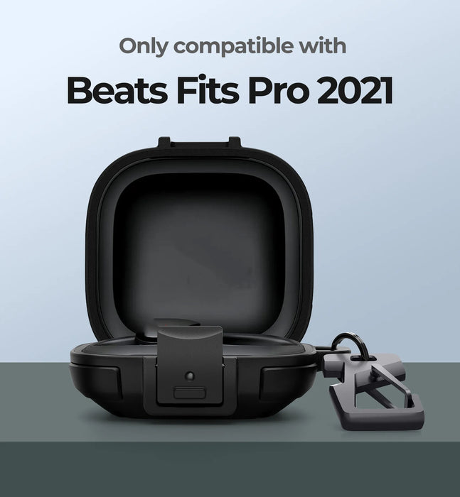 For Beats Fits Pro 2021 Tpu Shockproof Clear Rugged Bumper Case With Secure Lock Carabiner & Keyring