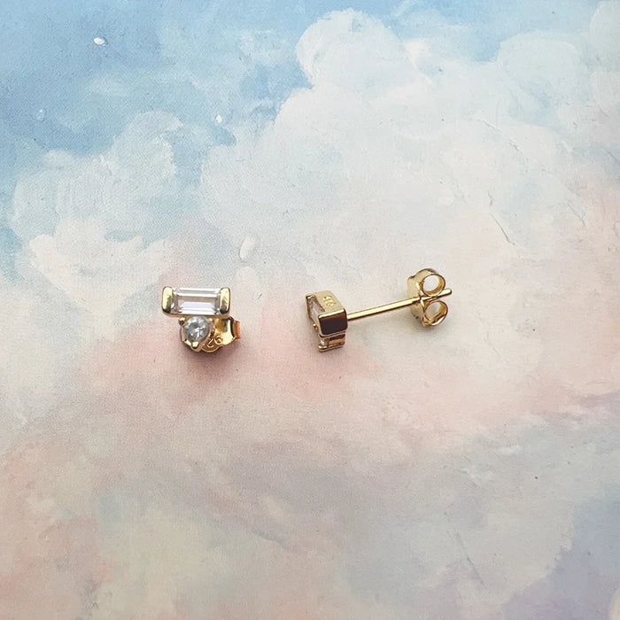 925 Sterling Silver Dancing Stones Stud Earrings Elegant Gift For Women