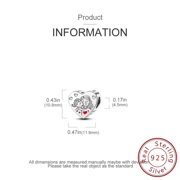 925 Sterling Silver Love Mom Charms Fine Diy Jewelry