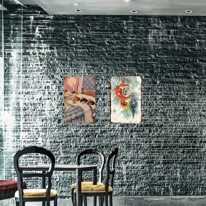 2-Piece Metal Sign Set For Home Bathroom Restaurant Or Room Decor