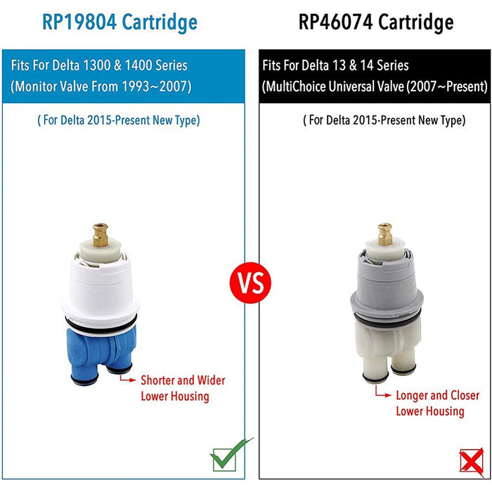 Rp19804 Cartridge Assembly For Delta 1300 1400 Series Tub / Shower Valves Fit For Delta Select Monitor Valves