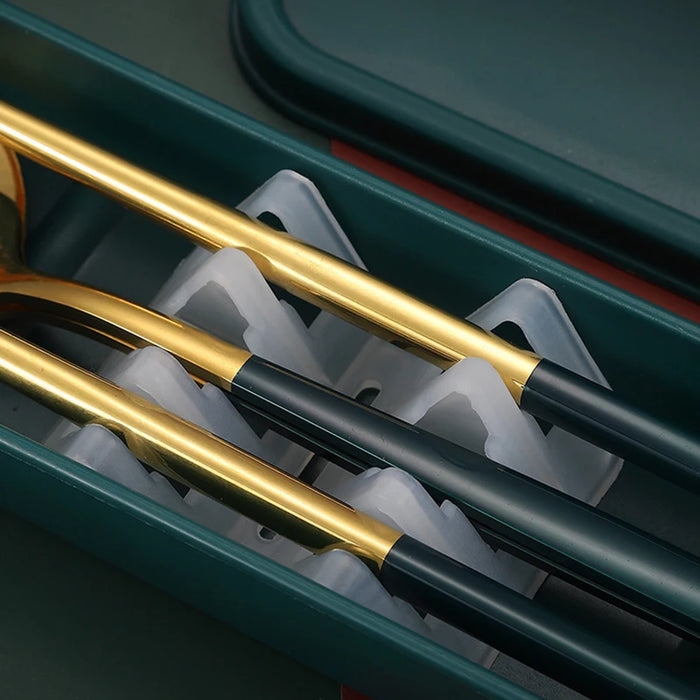 3 Piece Portable Stainless Steel Cutlery Set For Outdoor Picnics