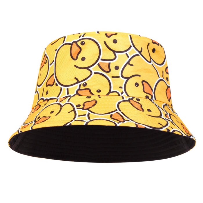 Double Sided Unisex Duck Print Bucket Hat For Outdoor Sun Protection