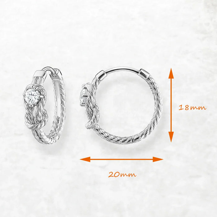 925 Sterling Silver Hoop Earrings With Knot For Women