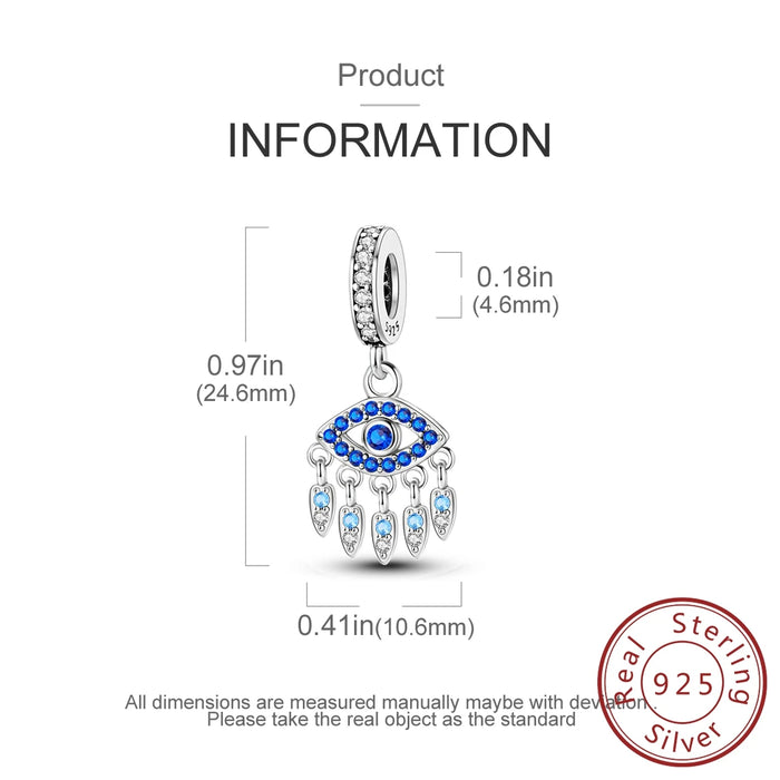 925 Sterling Silver Eye Pendant Charms Fits Bracelet Diy Gift For Women