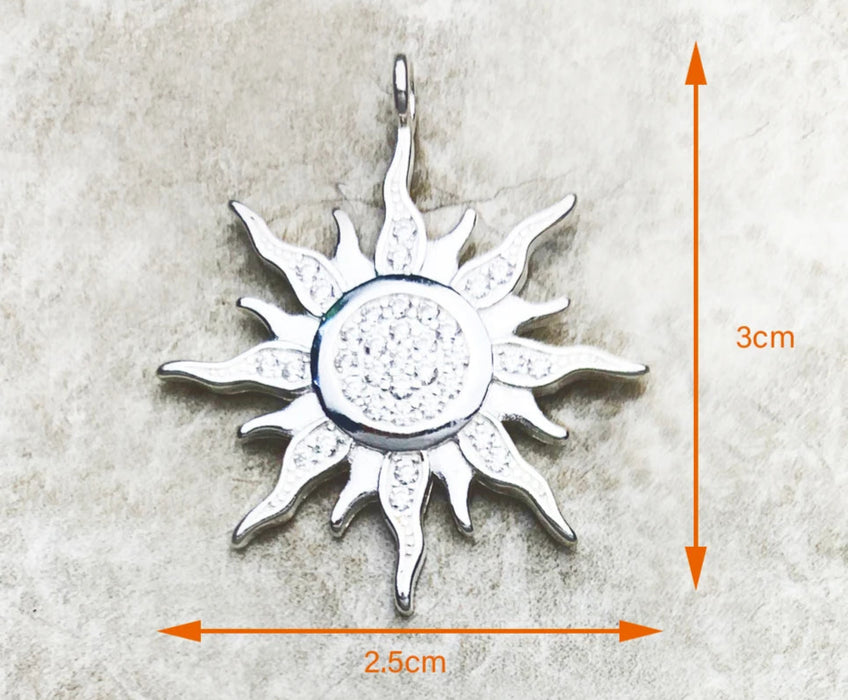 925 Sterling Silver Sun Star Cz Pave Pendant Fine Jewelry For Men & Women