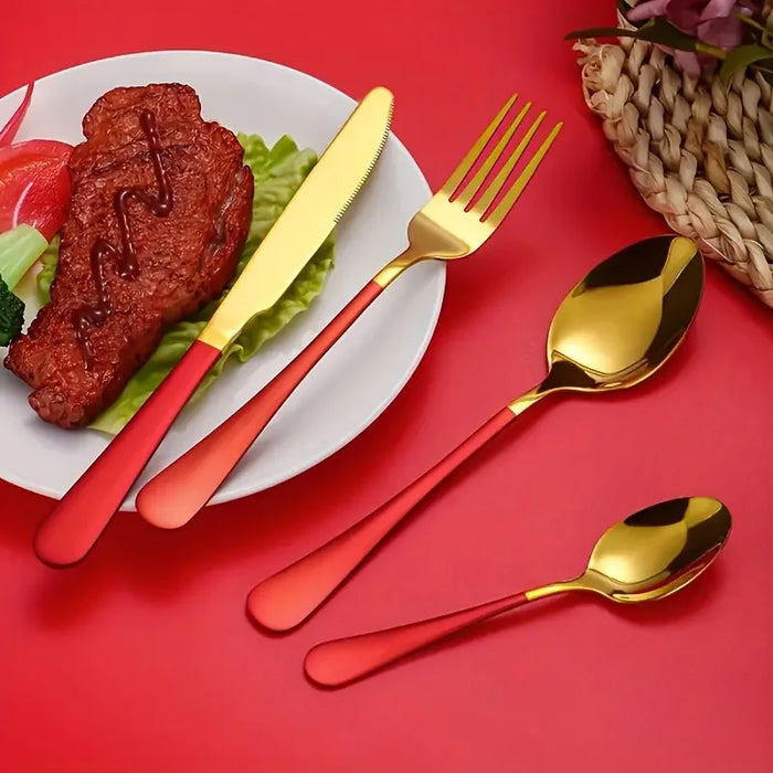 30 Piece Stainless Steel Christmas Tableware Set