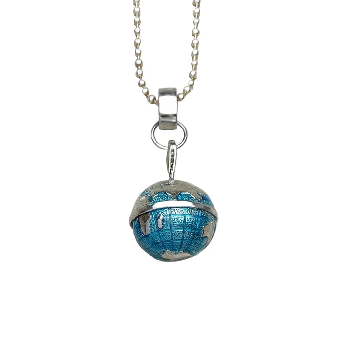 925 Sterling Silver Globe Pendant Necklace Fashion Jewelry For Men And Women