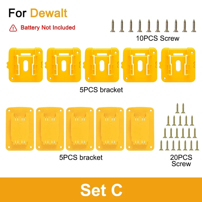 5 / 10 Pack Universal Battery Storage Rack For 14.4V And 18V Li Ion Batteries Wall Mount Tool Bracket For Dewalt Makita And Milwaukee Compatible Batteries