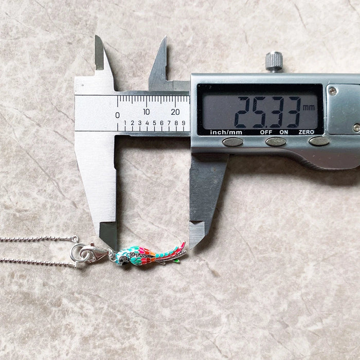 925 Sterling Silver Bohemian Parrot Charm Necklace Bird Jewelry For Women