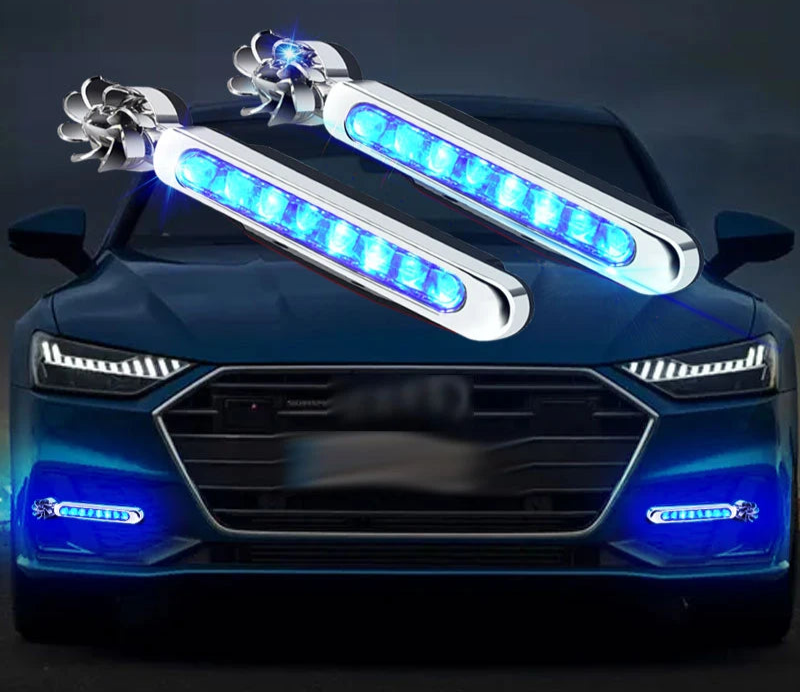 2Pcs Car Wind Energy Led Drl Daytime Running Light No Power Supply Needed