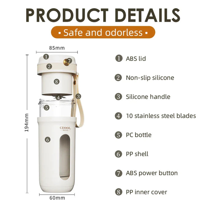 10-Blade Usb Rechargeable Portable Juicer