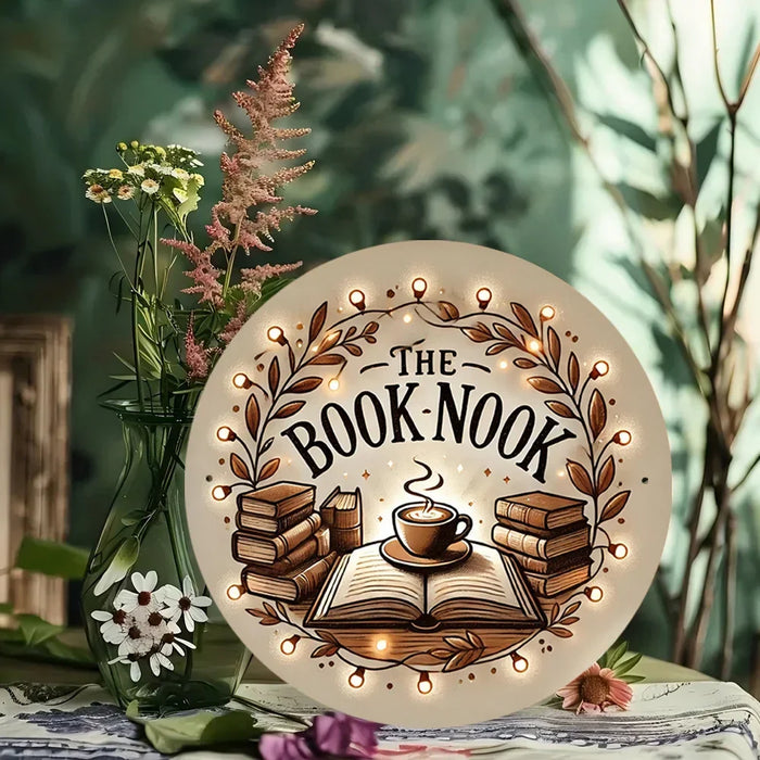 Waterproof 1Pc Book Nook Themed Aluminum Wall Art 8X8 Inch Inches