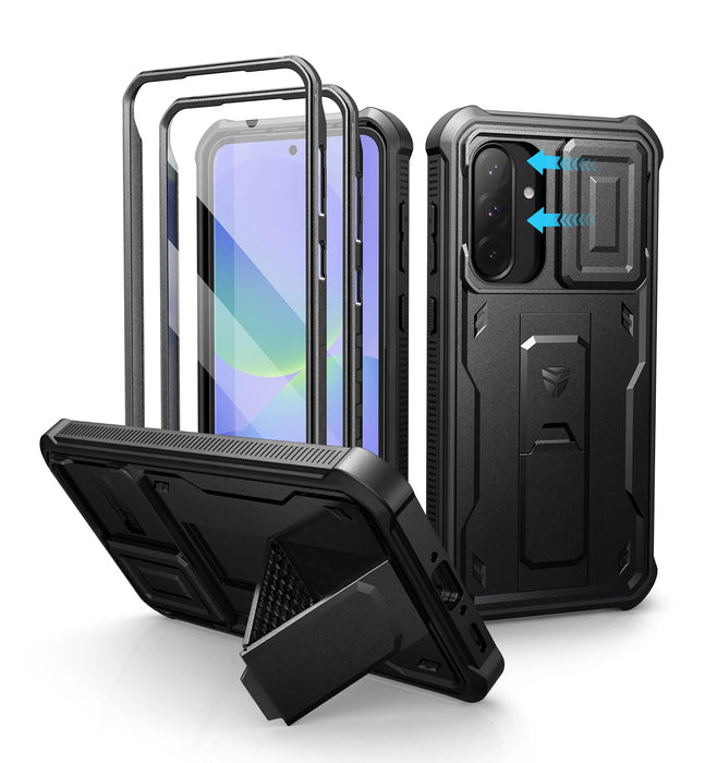 For Samsung Galaxy A36-5G Heavy Duty Military Grade Protection Shockproof Holder With Bulit-In Magnetic Slide Camera Case