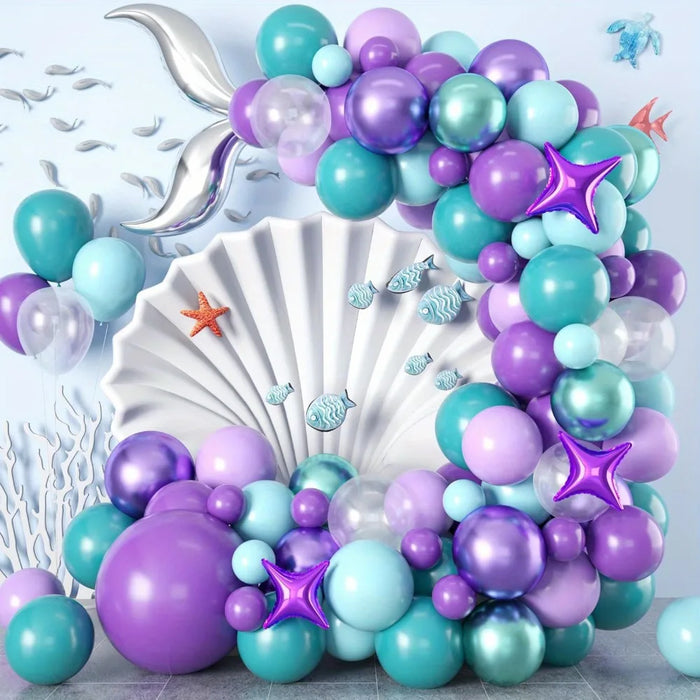 102Pcs Mermaid Balloon Wreath Arch Kit For Wedding Engagements Birthdays Anniversaries - Indoor And Outdoor Party Decorations
