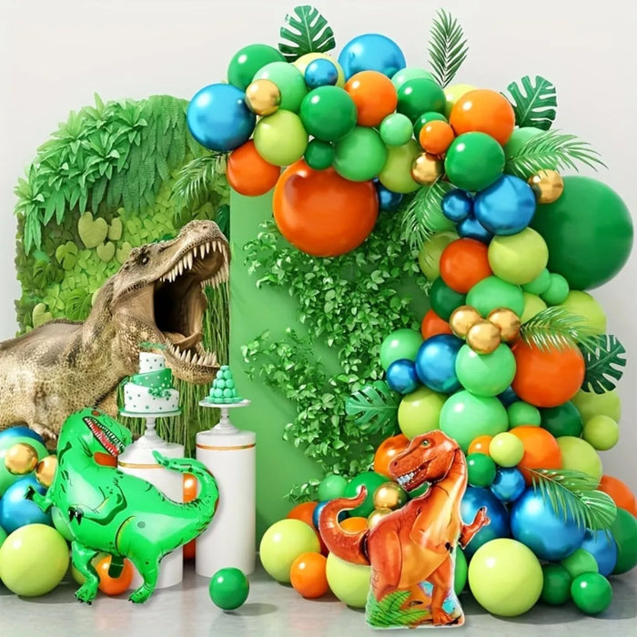 146Pcs Dinosaur Balloon Wreath Set - Birthday And Outdoor Celebration Dinosaur Party Decoration Jungle Theme Party Decoration