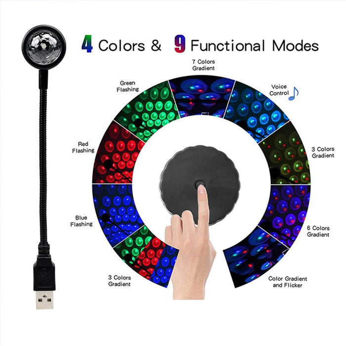 9-Mode Music Control Car Roof Star Light Rgb Led Atmosphere Projector Usb Night Lights