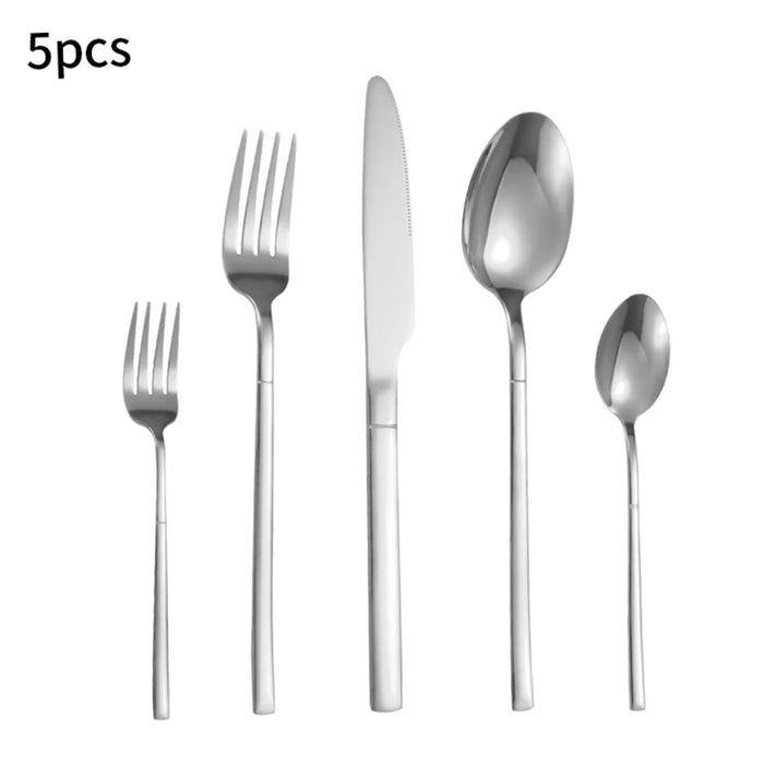 6 / 30 Piece Stainless Steel Tableware Set High End Silver Cutlery For Kitchen & Restaurant