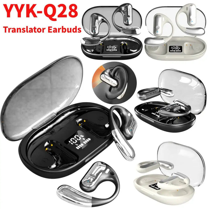 Yyk-Q28 Ai Translator Earbuds Bluetooth 5.3 Wireless Bluetooth Headset Waterproof Real-Time Translation Earphones Stereo Earhook