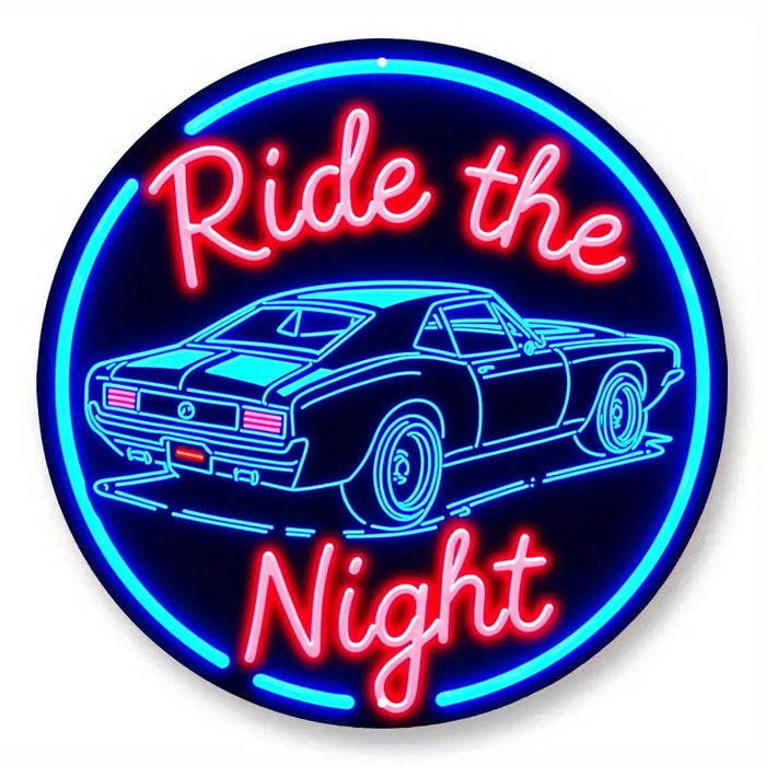 Vintage Muscle Car Neon Sign Night Ride Wall Art