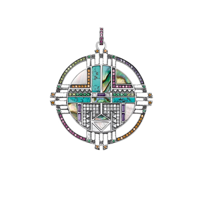 925 Sterling Silver Boho Turquoise Sun Pendant Spring 2022 Jewelry Gift For Women & Men