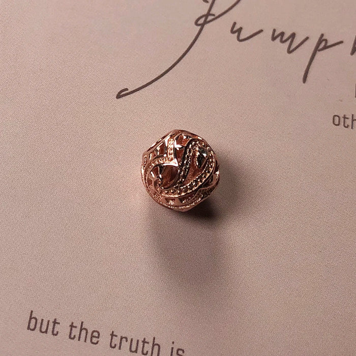 925 Sterling Silver Water Drop Rose Gold Beads Charm For Women