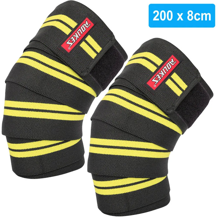 2 Pack Flexible Knee Wraps For Weightlifting Support For Squats Leg Press & Cross Training