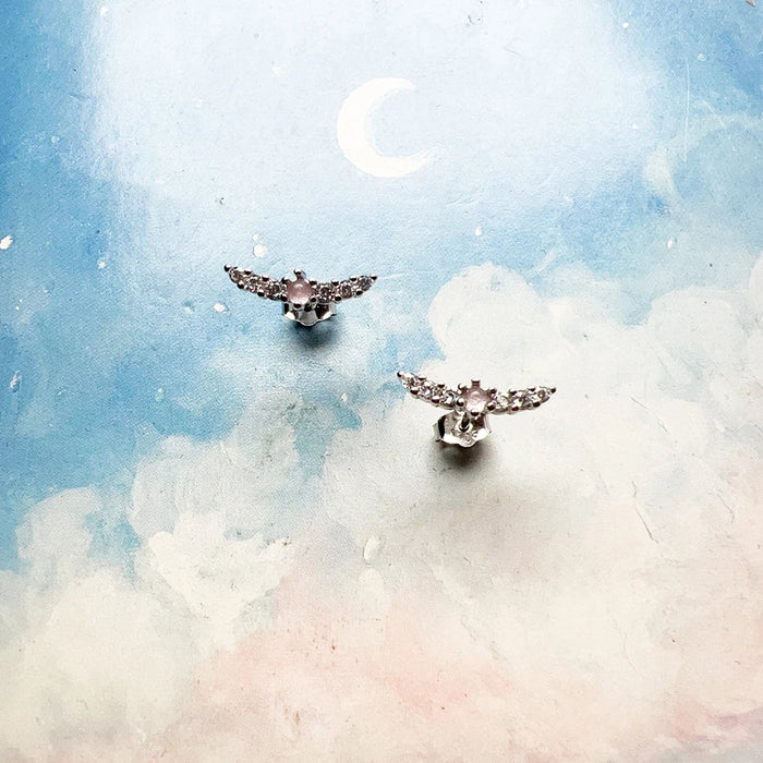 925 Sterling Silver Vintage Pink Stone Stud Earrings