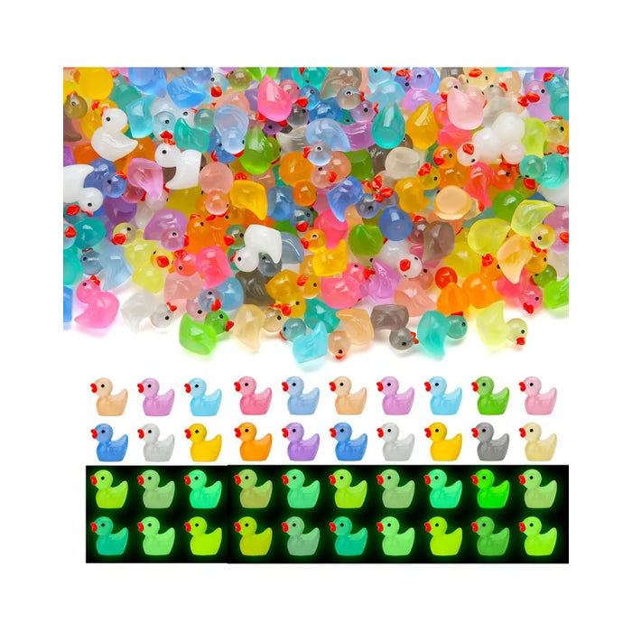 50 / 100 Pcs Mini Luminous Resin Ducks Glow In The Dark Micro Garden Decor