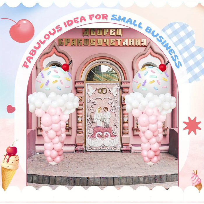 156Pcs Ice Cream Balloon Column Set Suitable For Birthdays Anniversaries Princess Theme Decoration Dessert Shop Opening Etc
